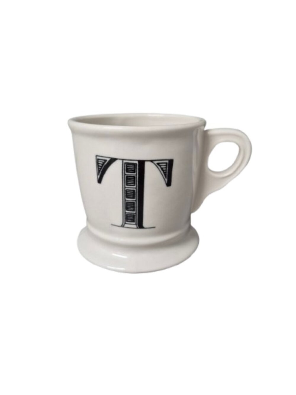 Anthropologie Monogram Mug Cream with Black Letter T